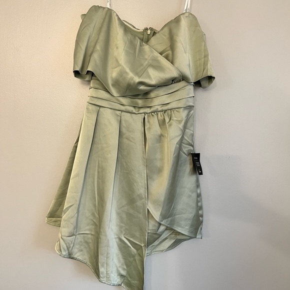 Lulus sage green off the shoulder mini dress - Picture 2 of 4